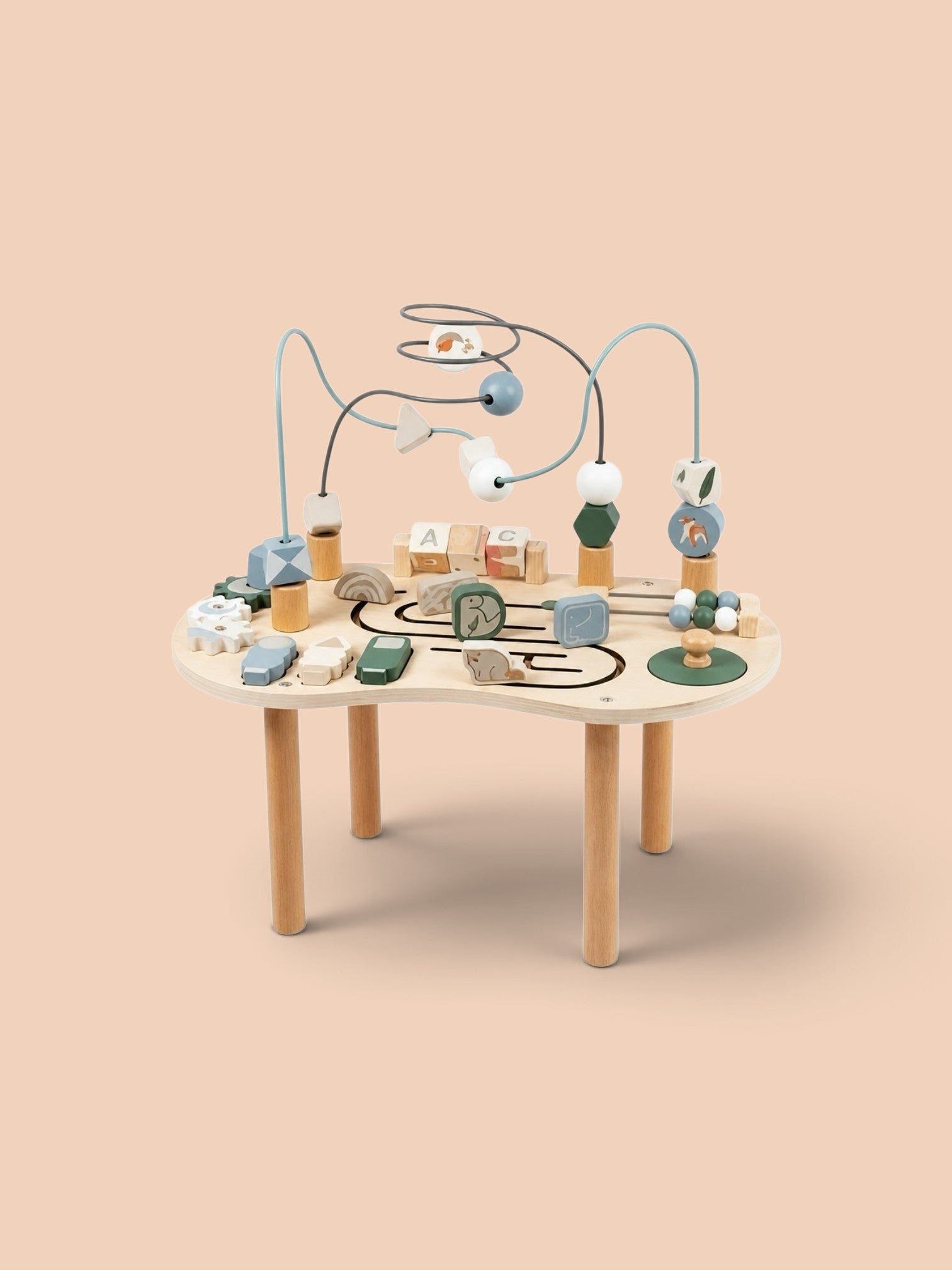 Table d'activités Montessori en bois fond rose